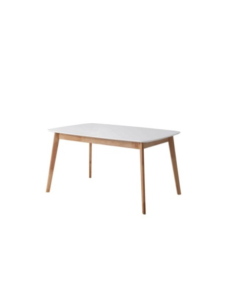 Mesa Extensible ANNAH 120/150x75 cm, MDF / Madera / Blanco / Roble