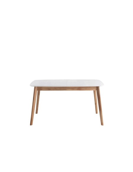 Mesa Extensible ANNAH 120/150x75 cm, MDF / Madera / Blanco / Roble