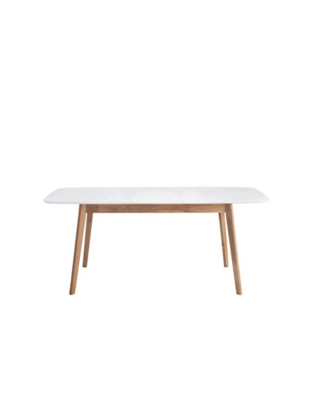Mesa Extensible ANNAH 120/150x75 cm, MDF / Madera / Blanco / Roble