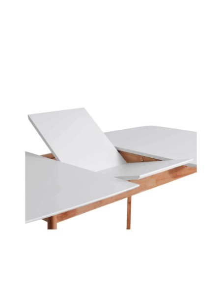 Mesa Extensible ANNAH 120/150x75 cm, MDF / Madera / Blanco / Roble