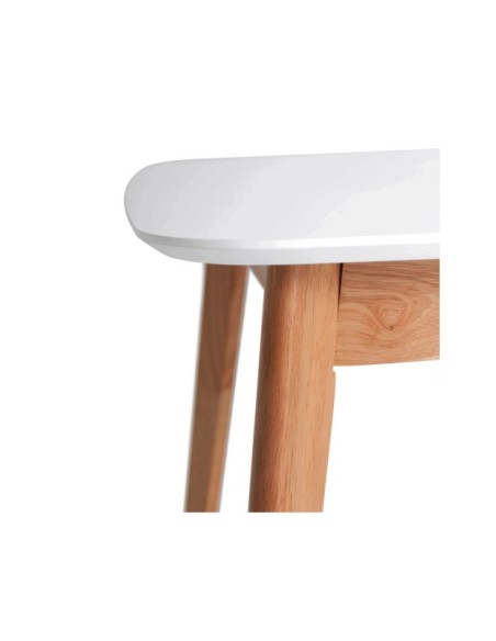 Mesa Extensible ANNAH 120/150x75 cm, MDF / Madera / Blanco / Roble