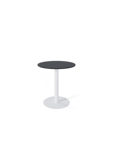 Mesa Baja STATEMENT Ø70x75 cm de Comedor, Porcelánico / Metal / Negro / Blanco