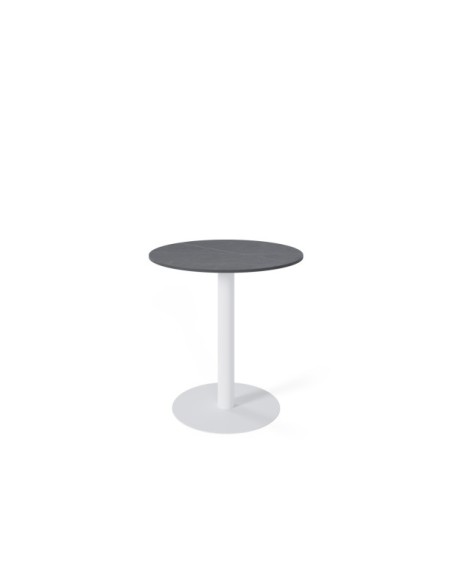 Mesa Baja STATEMENT Ø70x75 cm de Comedor, Porcelánico / Metal / Gris / Blanco