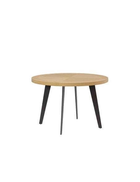 Mesa COHEN Ø120 cm de Comedor, Chapa de Roble / Metal / Roble / Negro
