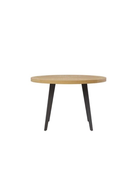 Mesa COHEN Ø120 cm de Comedor, Chapa de Roble / Metal / Roble / Negro