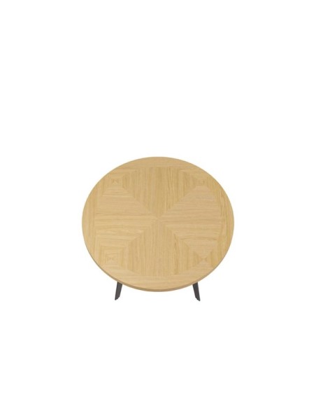Mesa COHEN Ø120 cm de Comedor, Chapa de Roble / Metal / Roble / Negro