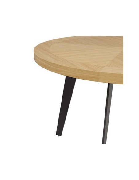 Mesa COHEN Ø120 cm de Comedor, Chapa de Roble / Metal / Roble / Negro