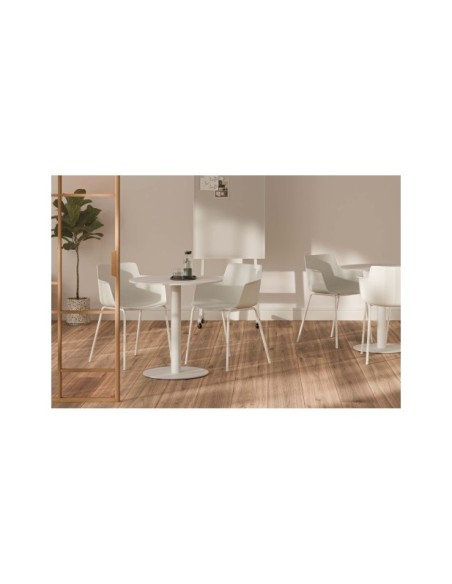 Mesa Baja STATEMENT Ø70x75 cm de Comedor, Porcelánico / Metal / Blanco