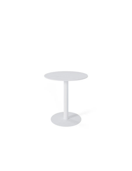 Mesa Baja STATEMENT Ø70x75 cm de Comedor, Porcelánico / Metal / Blanco