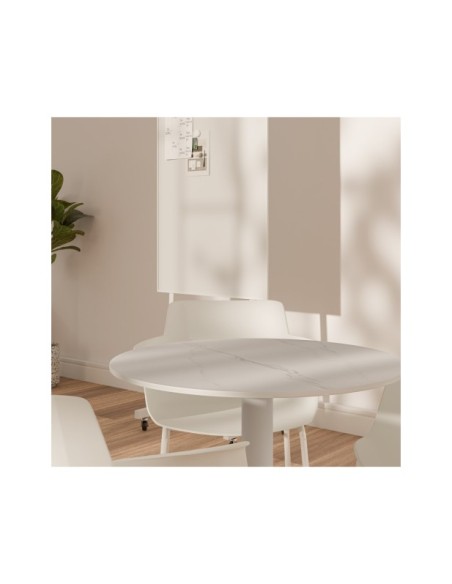 Mesa Baja STATEMENT Ø70x75 cm de Comedor, Porcelánico / Metal / Blanco