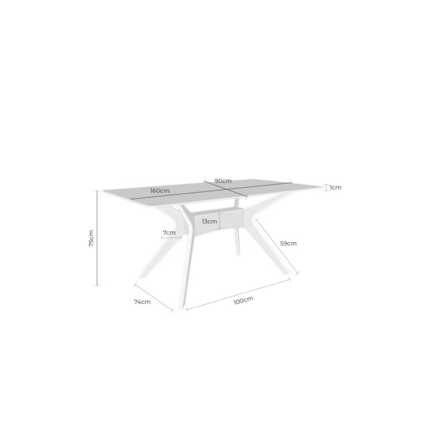 Mesa NEILS 160x90 cm de Comedor,...