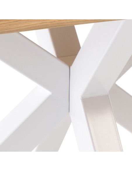 Mesa MOODY 220x100 cm de Comedor, Metal / Madera de Roble / Natural / Blanco