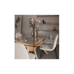 Mesa NEILS 160x90 cm de Comedor, Cristal / Madera / Roble 2
