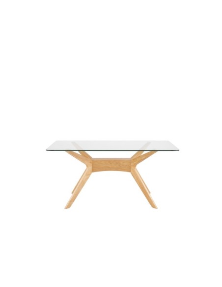Mesa NEILS 160x90 cm de Comedor, Cristal / Madera / Roble