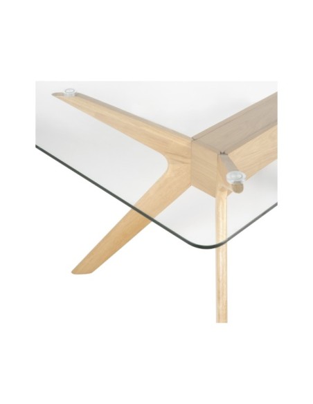 Mesa NEILS 160x90 cm de Comedor, Cristal / Madera / Roble