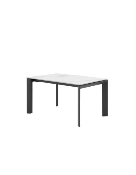 Mesa Extensible SALLY 140/200x90 cm, Porcelánico / Metal / Blanco / Negro