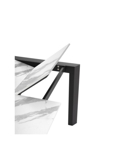 Mesa Extensible SALLY 140/200x90 cm, Porcelánico / Metal / Blanco / Negro