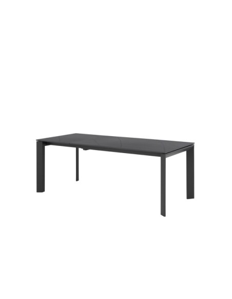 Mesa Extensible SALLY 140/200x90 cm, Porcelánico / Metal / Negro