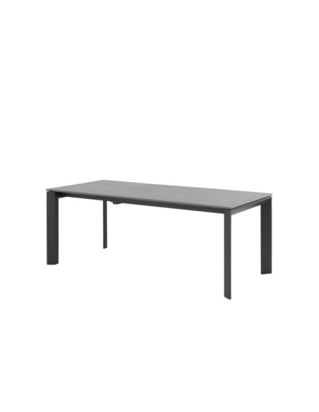 Mesa Extensible SALLY 140/200x90 cm, Porcelánico / Metal / Gris / Negro