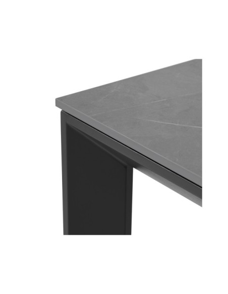 Mesa Extensible SALLY 140/200x90 cm, Porcelánico / Metal / Gris / Negro