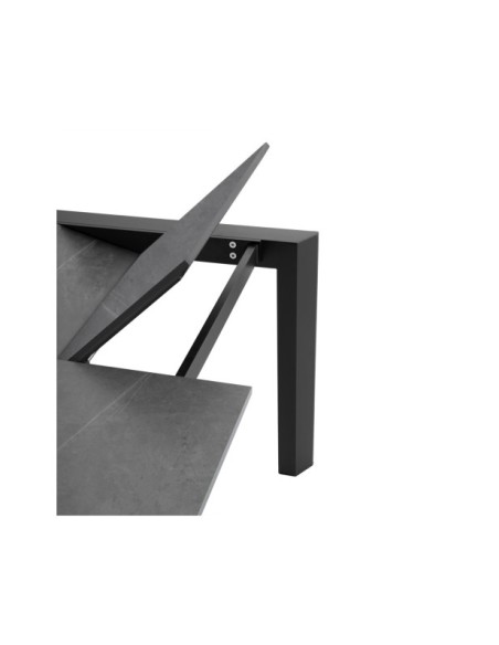 Mesa Extensible SALLY 140/200x90 cm, Porcelánico / Metal / Gris / Negro