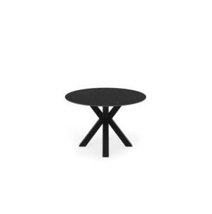 Mesa BEAH Ø100x76 cm de Comedor, Porcelánico / Metal / Negro 2