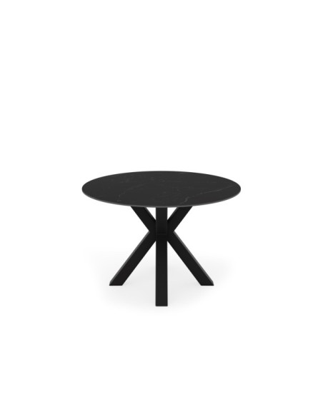 Mesa BEAH Ø100x76 cm de Comedor, Porcelánico / Metal / Negro