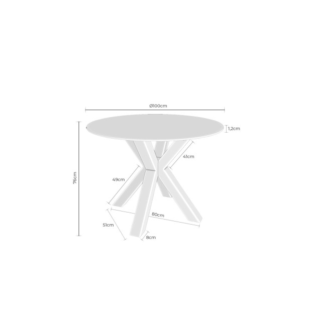 Mesa BEAH Ø100x76 cm de Comedor,...
