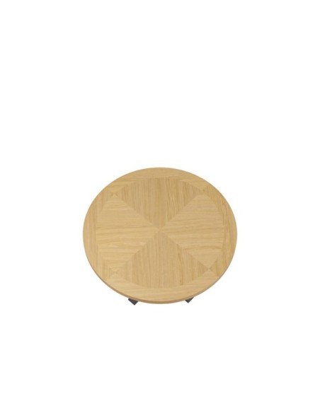 Mesa BEATRICE Ø120x75 cm de Comedor, Chapa de Roble / Metal / Roble / Negro