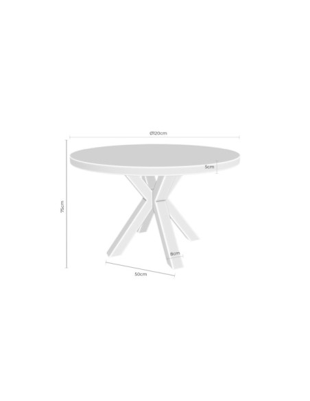 Mesa BEATRICE Ø120x75 cm de Comedor, Chapa de Roble / Metal / Roble / Negro