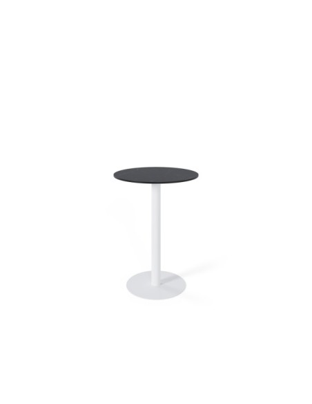 Mesa Alta STATEMENT Ø70x96 cm de Comedor, Porcelánico / Metal / Negro / Blanco