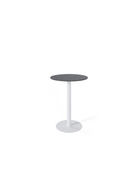 Mesa Alta STATEMENT Ø70x96 cm de Comedor, Porcelánico / Metal / Gris / Blanco