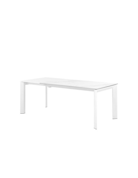 Mesa Extensible SALLY 140/200x90 cm, Porcelánico / Metal / Blanco