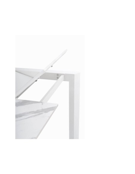 Mesa Extensible SALLY 140/200x90 cm, Porcelánico / Metal / Blanco