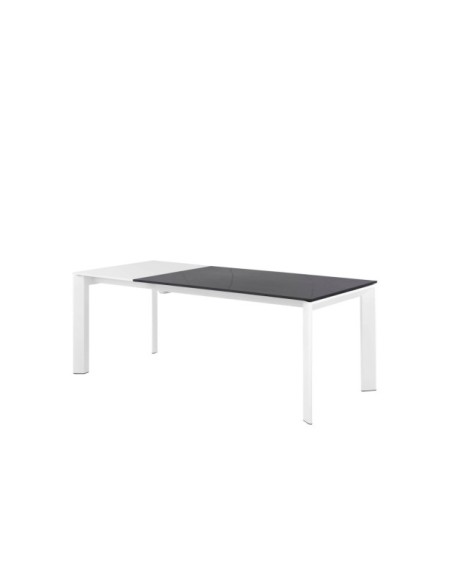 Mesa Extensible SALLY 140/200x90 cm, Porcelánico / Metal / Negro / Blanco