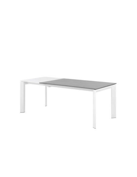 Mesa Extensible SALLY 140/200x90 cm, Porcelánico / Metal / Gris / Blanco