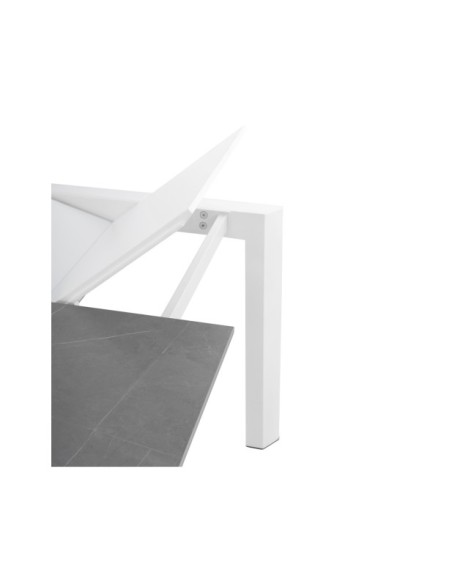 Mesa Extensible SALLY 140/200x90 cm, Porcelánico / Metal / Gris / Blanco