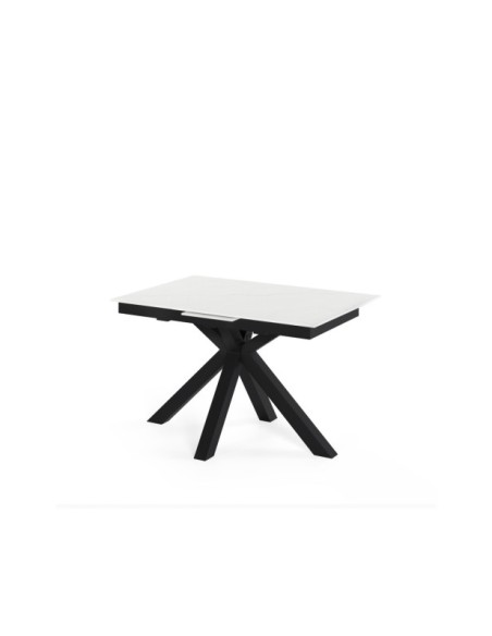 Mesa Extensible RUBENS 140/180x90 cm, Porcelánico / Metal / Blanco / Negro