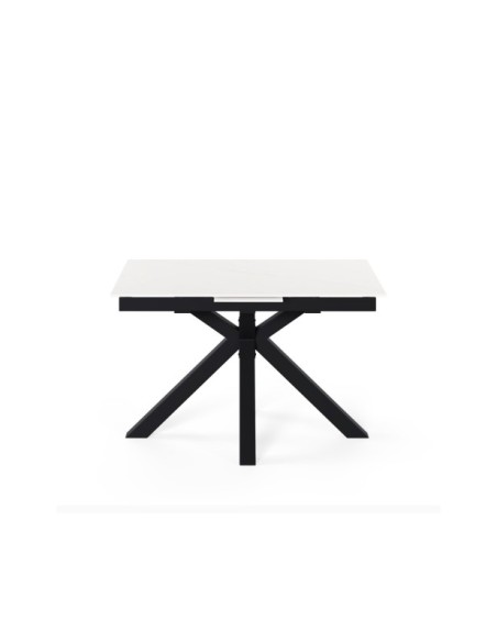 Mesa Extensible RUBENS 140/180x90 cm, Porcelánico / Metal / Blanco / Negro