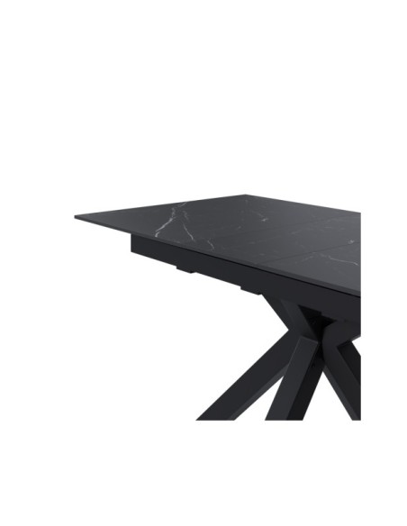 Mesa Extensible RUBENS 140/180x90 cm, Porcelánico / Metal / Negro
