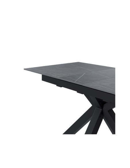 Mesa Extensible RUBENS 140/180x90 cm, Porcelánico / Metal / Gris / Negro