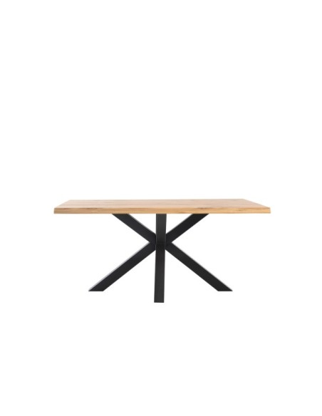 Mesa MOODY 140x90 cm de Comedor, Metal / Madera de Roble / Natural / Negro