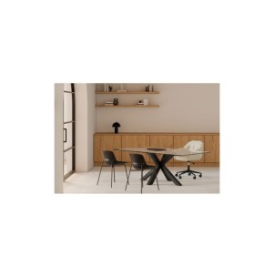 Mesa BOREALIS 200x100 cm de Comedor, Cristal / Metal Negro 2
