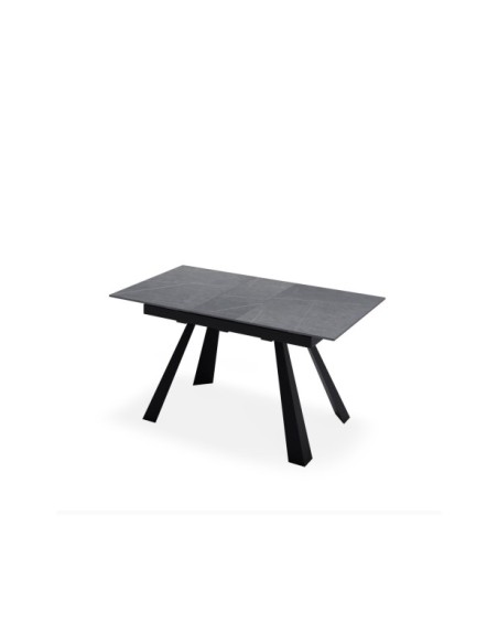Mesa Extensible KLARA 160/220x90 cm, Porcelánico / Metal / Gris / Negro