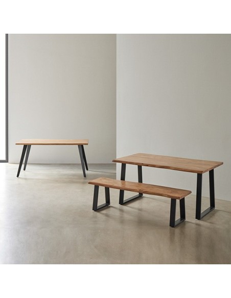 Mesa LOUISE 140x90 cm de Comedor, Madera / Metal / Natural