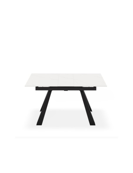 Mesa Extensible KLARA 120/150x80 cm, Porcelánico / Metal / Blanco / Negro