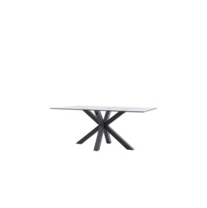 Mesa BOREALIS 160x90 cm de Comedor, Cristal / Metal Negro