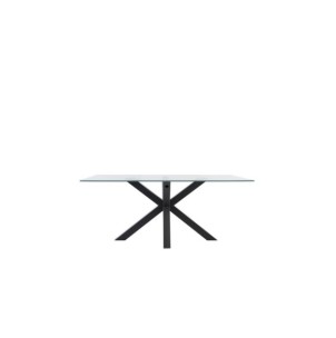 Mesa BOREALIS 160x90 cm de Comedor, Cristal / Metal Negro 2