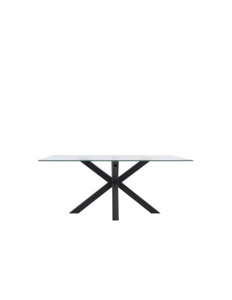 Mesa BOREALIS 160x90 cm de Comedor, Cristal / Metal Negro