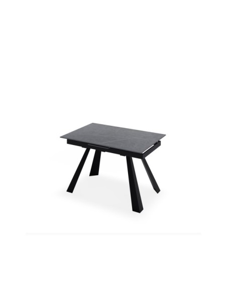 Mesa Extensible KLARA 120/150x80 cm, Porcelánico / Metal / Gris / Negro